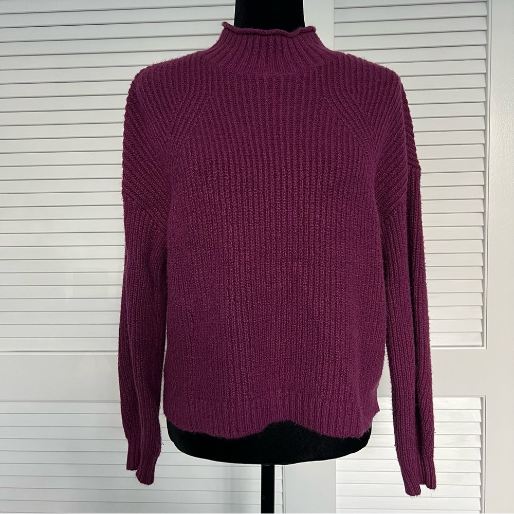 BP‎ Rich Plum Deep Dark Purple Magenta Mock Neck Cozy Knit Sweater Size Medium